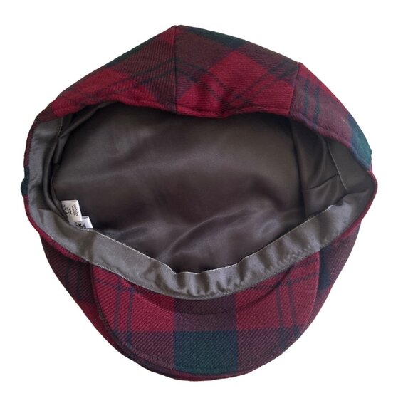 Vintage Red & Green Plaid 100% Wool Old Course St. Andrews Golf Hat/Flat Cap XL - Picture 4 of 6